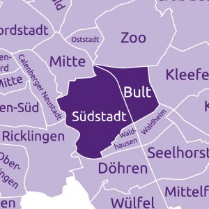 Karte Stadt Hannover mit Südstadt-Bult hervorgehoben